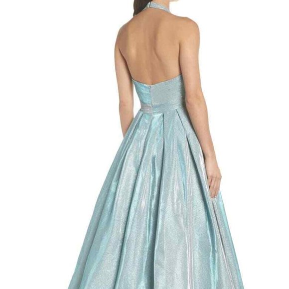 MAC DUGGAL 25939I SHIMMERING HALTER NECK BALLGOWN DRESS sz 0 - Picture 4 of 10